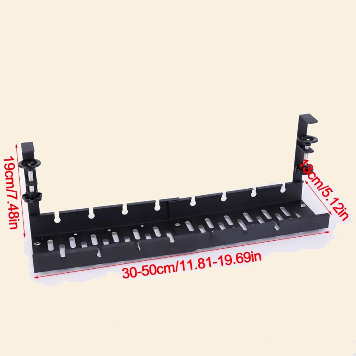 No-Drill Under-Desk Cable Tray with Clamps - view 6