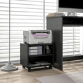 Printer Stand Cart on Wheels with 3 Compartments, Black - view 2