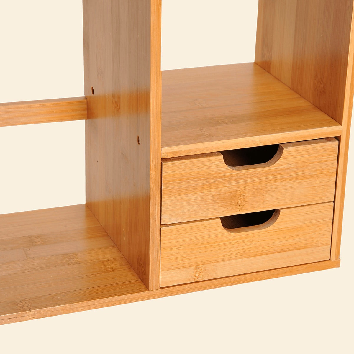 Reversible Bamboo Desk Organiser with Shelf and 2 Drawers - view 5