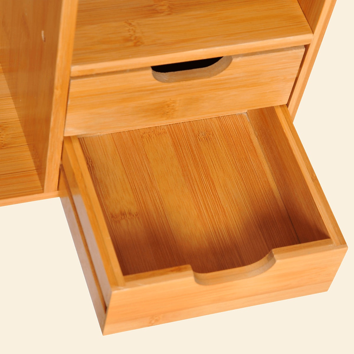 Reversible Bamboo Desk Organiser with Shelf and 2 Drawers - view 7