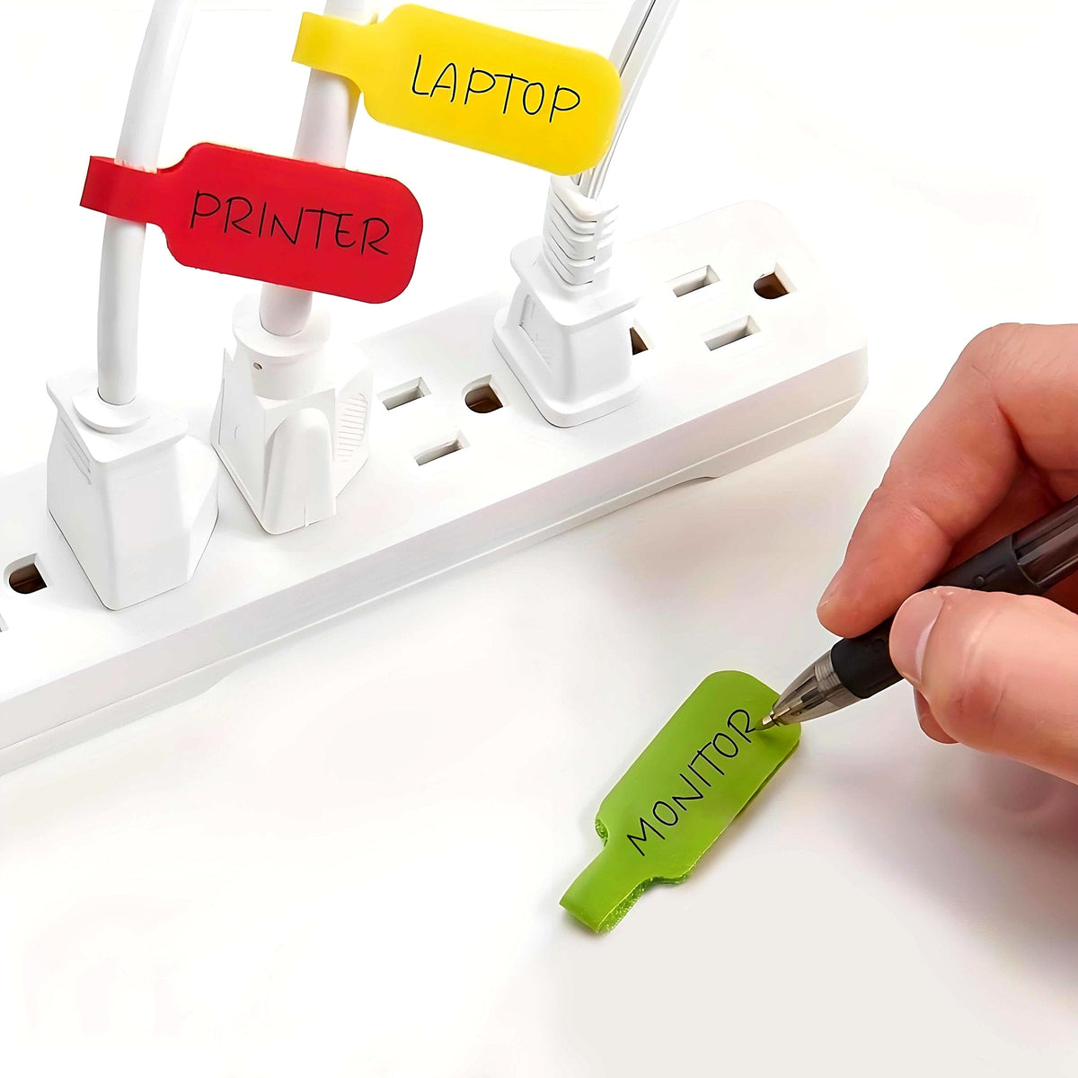 Clipping a cable label onto a cable