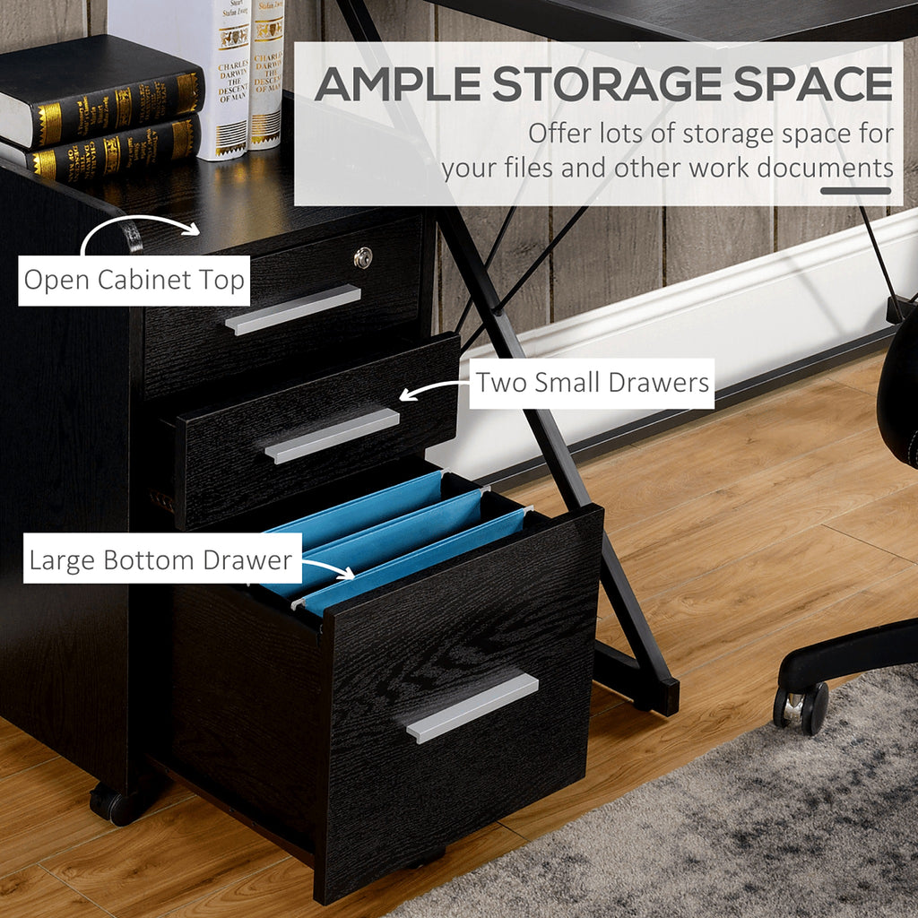 Mobile Office Storage Cart with 3 Drawers - view 3