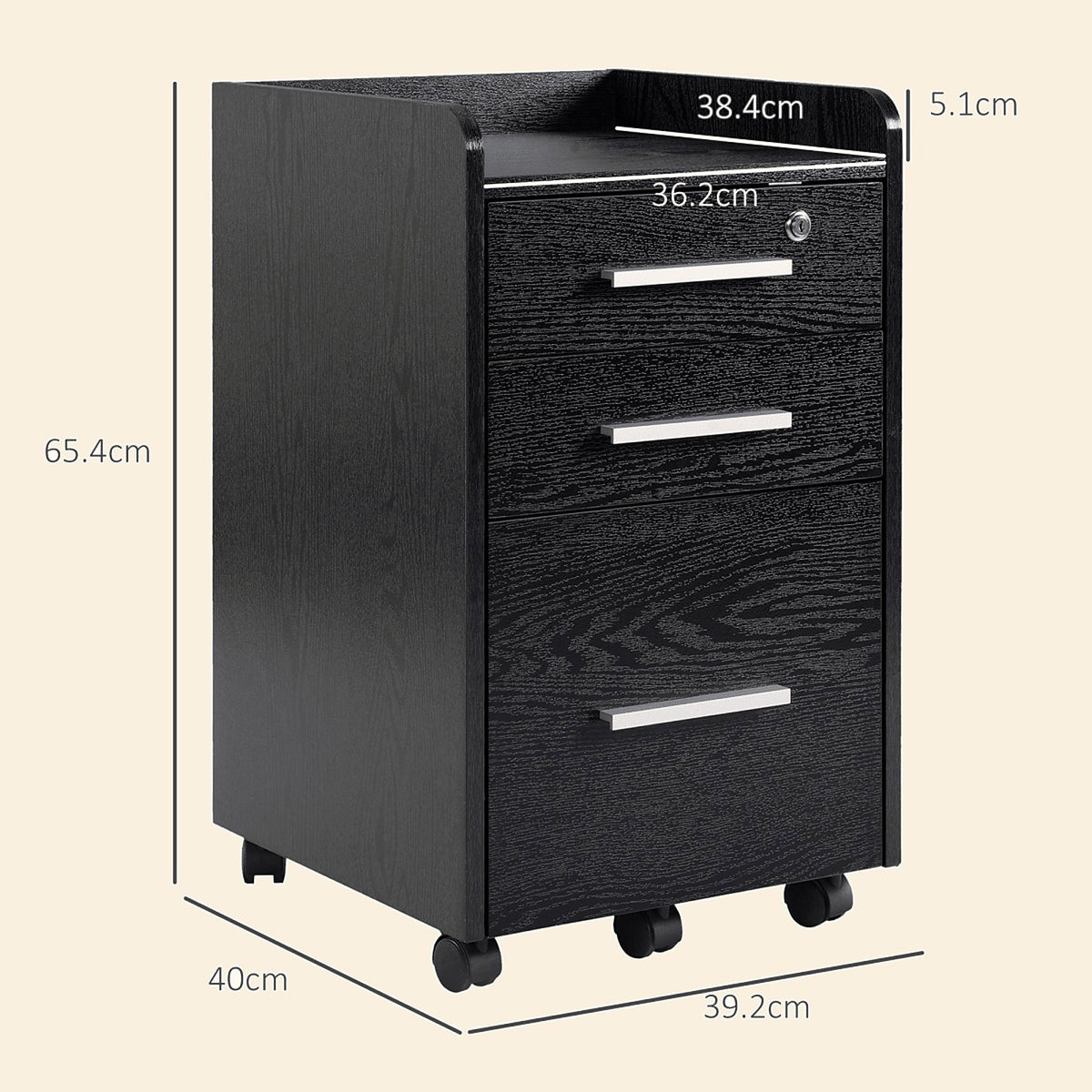 Mobile Office Storage Cart with 3 Drawers - view 4