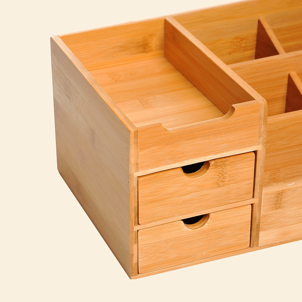 Bamboo Desk Organiser with 2 Drawers and 7 Compartments - view 4