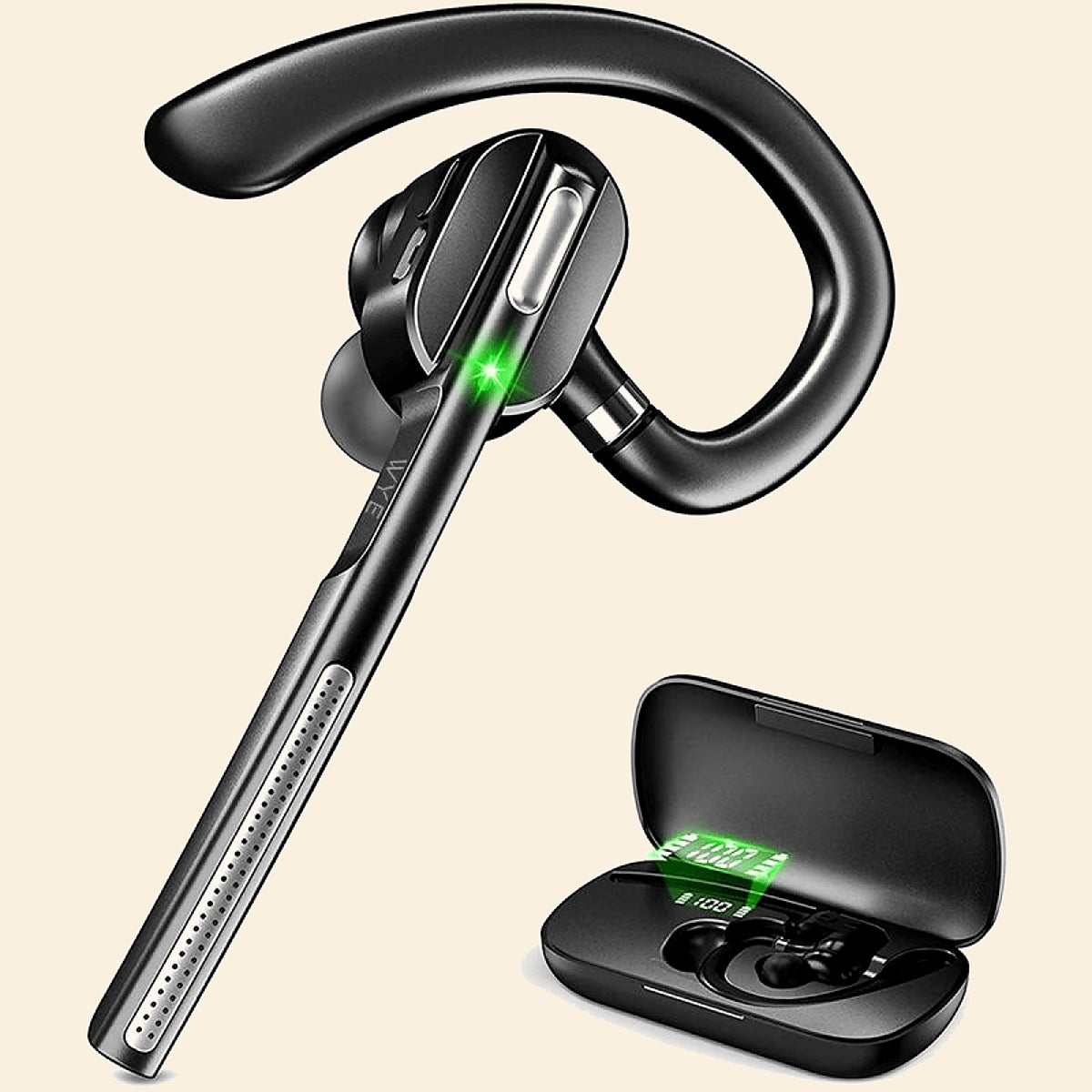 One-ear wireless headset with charging case