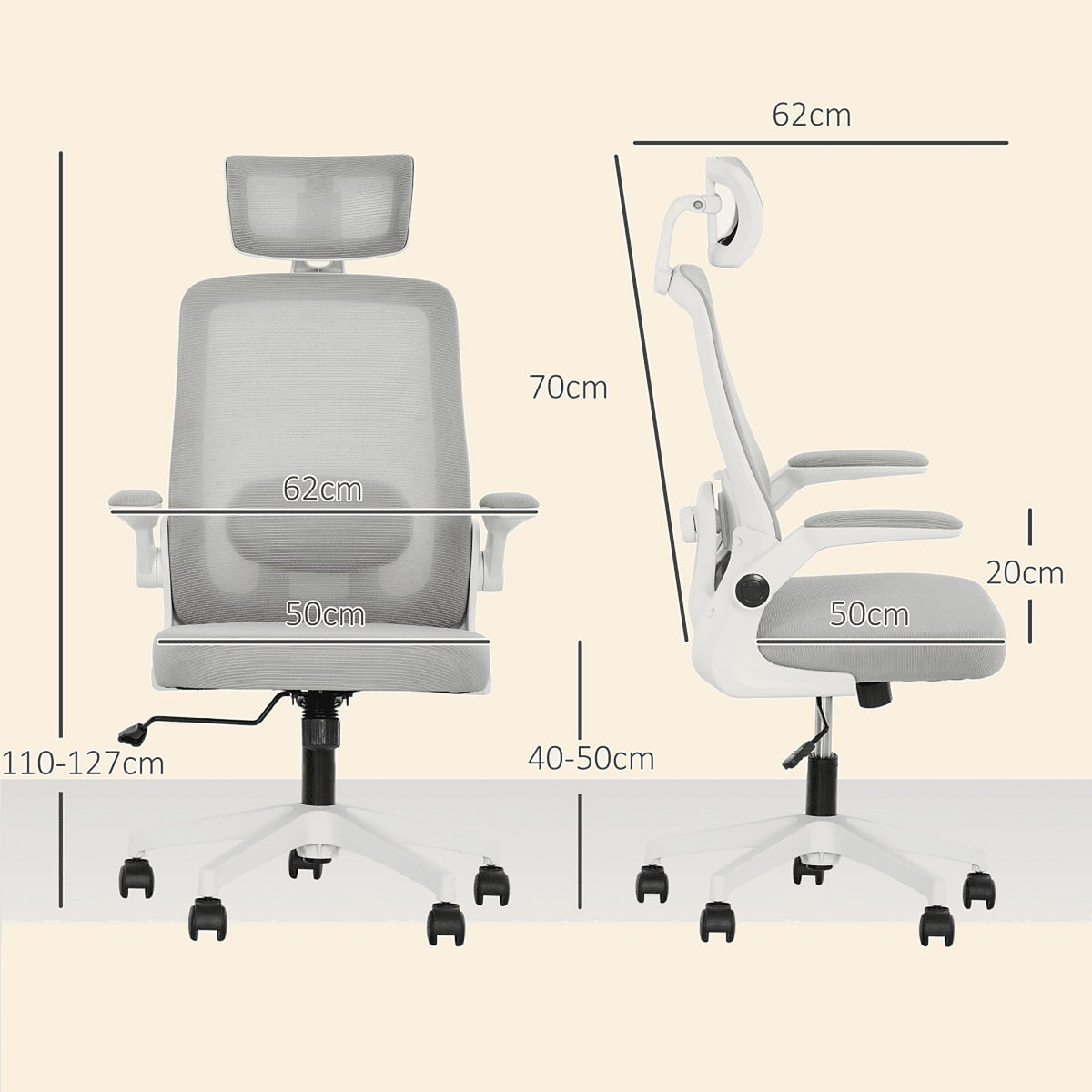 Mesh Office Chair with Headrest and Adjustable Lumbar Support - view 5