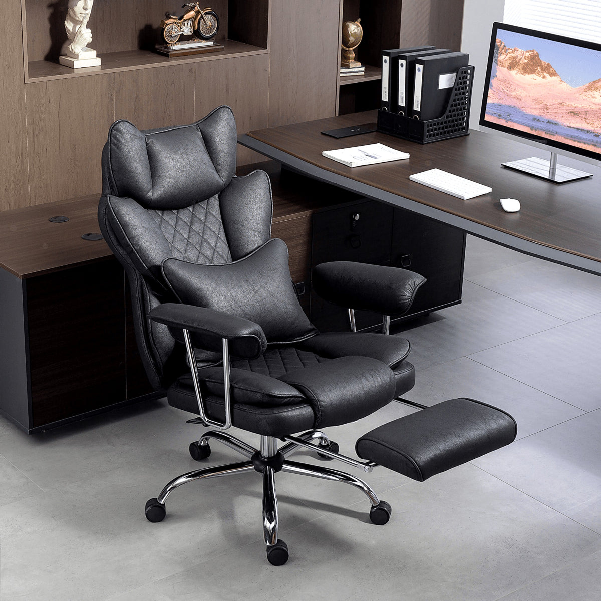 High Back Leathaire Desk Chair with Footrest - view 6
