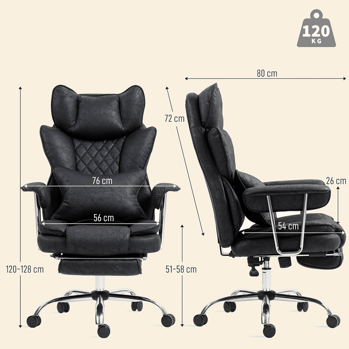 High Back Leathaire Desk Chair with Footrest - view 7