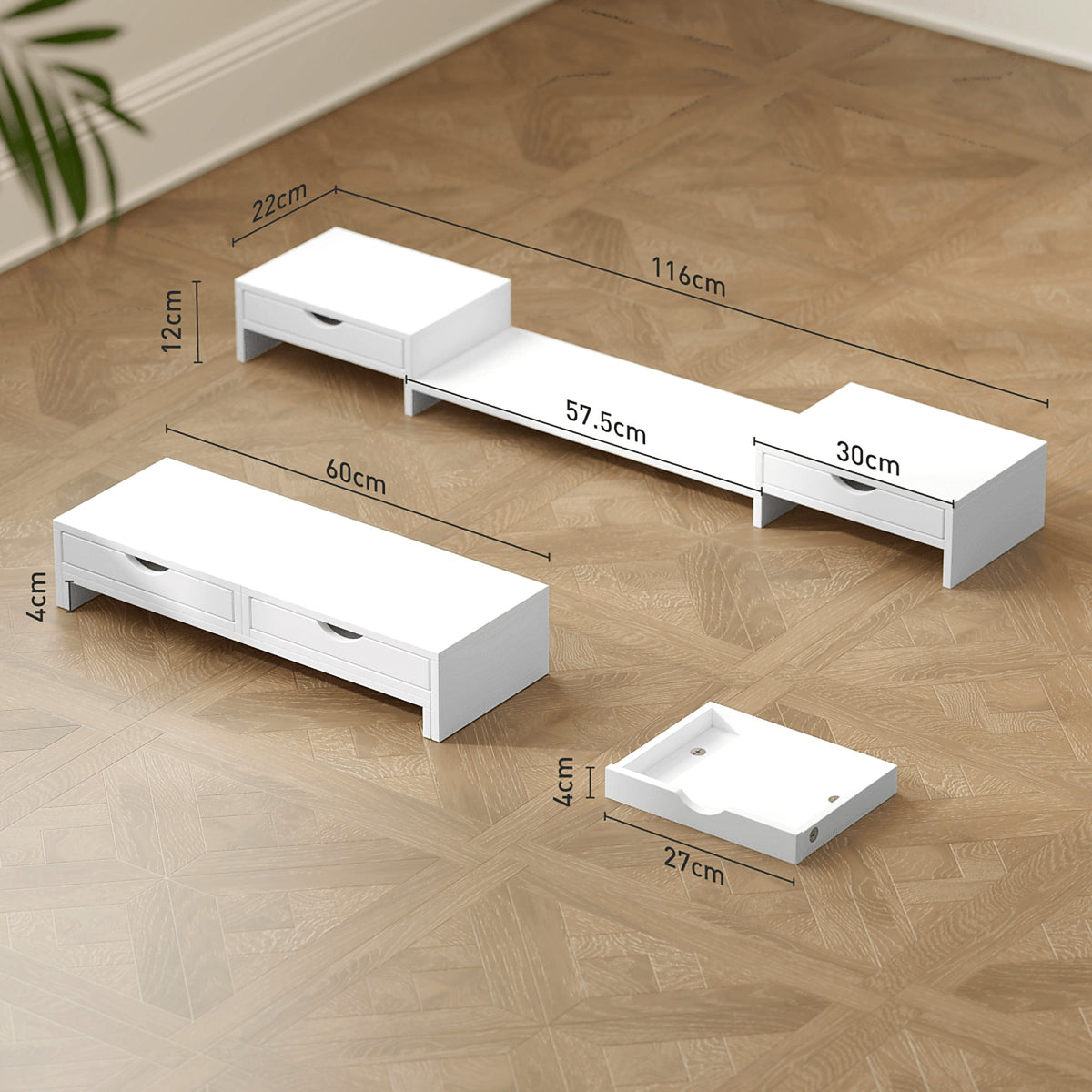 Dual Monitor Stand with Drawers, Adjustable Length - view 5