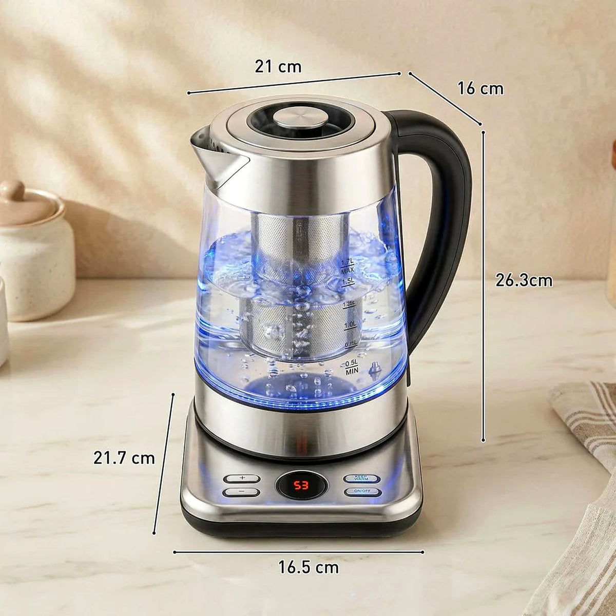 Glass electric kettle dimensions