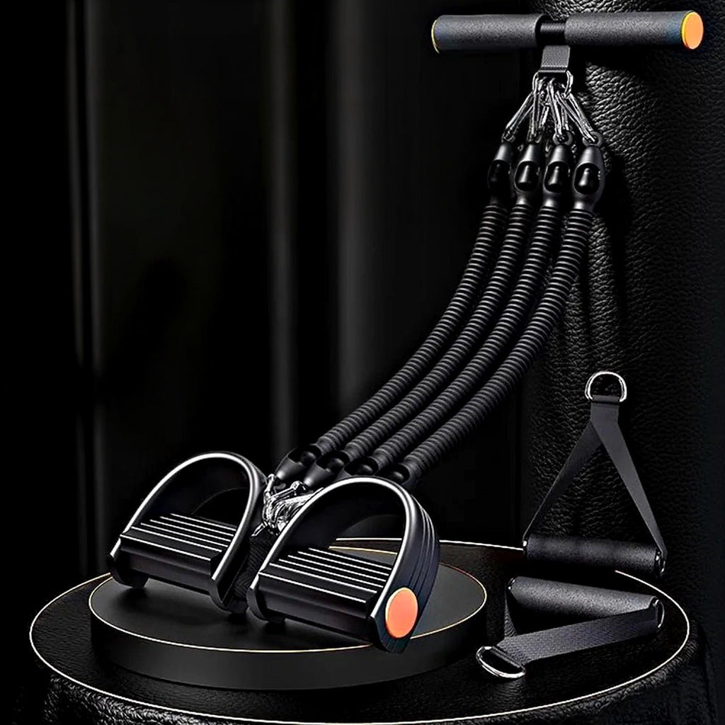 Pedal Resistance Band with 4 Adjustable Tubes, 25–100 lb