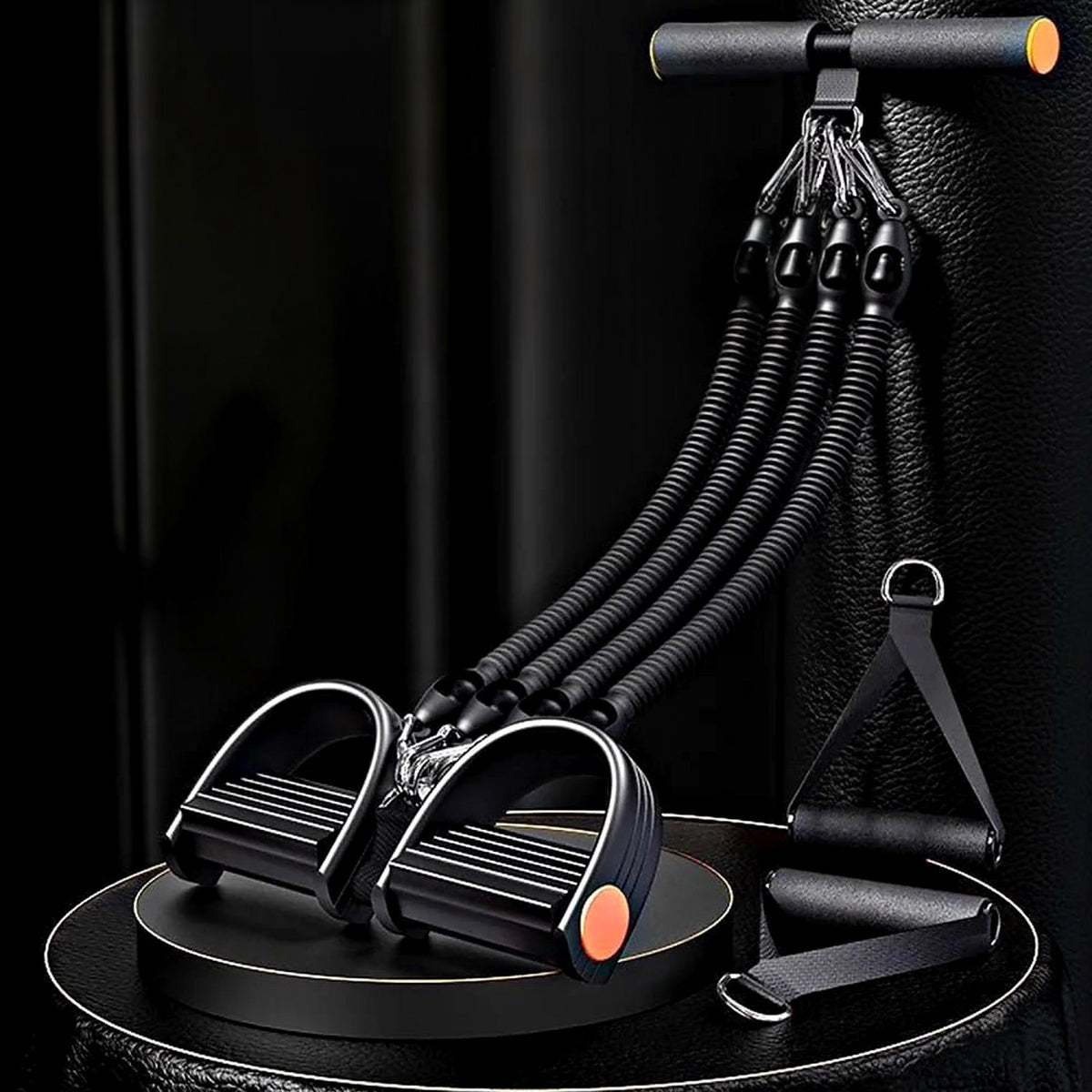 Pedal Resistance Band with 4 Adjustable Tubes, 25–100 lb