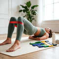 Resistance loop band used for a glute bridge at home