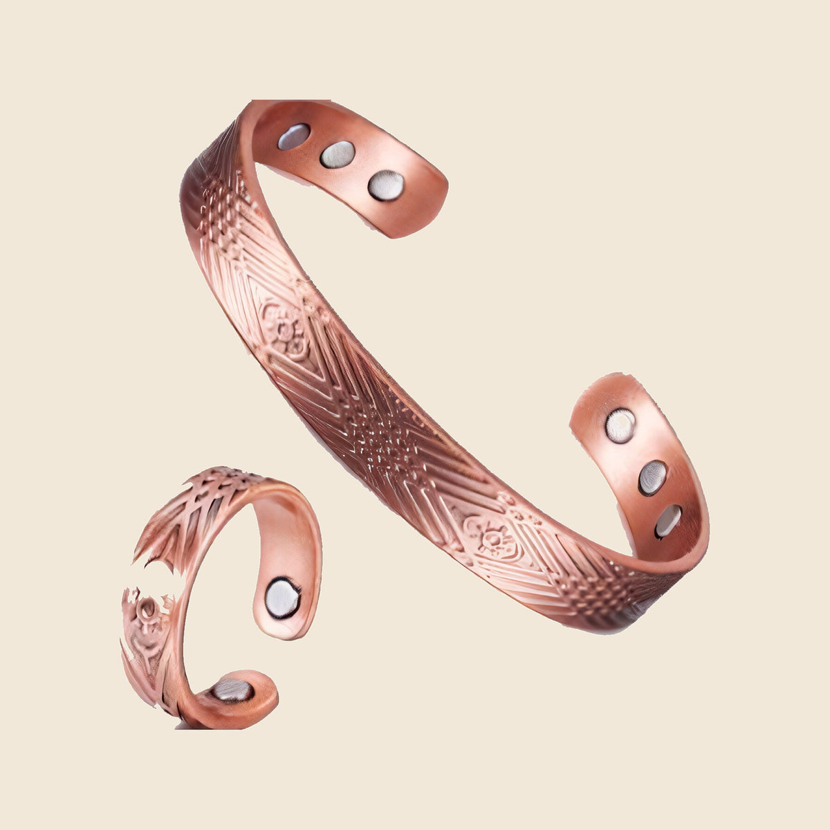 Unisex Copper Bracelet and Ring Set - Set 1