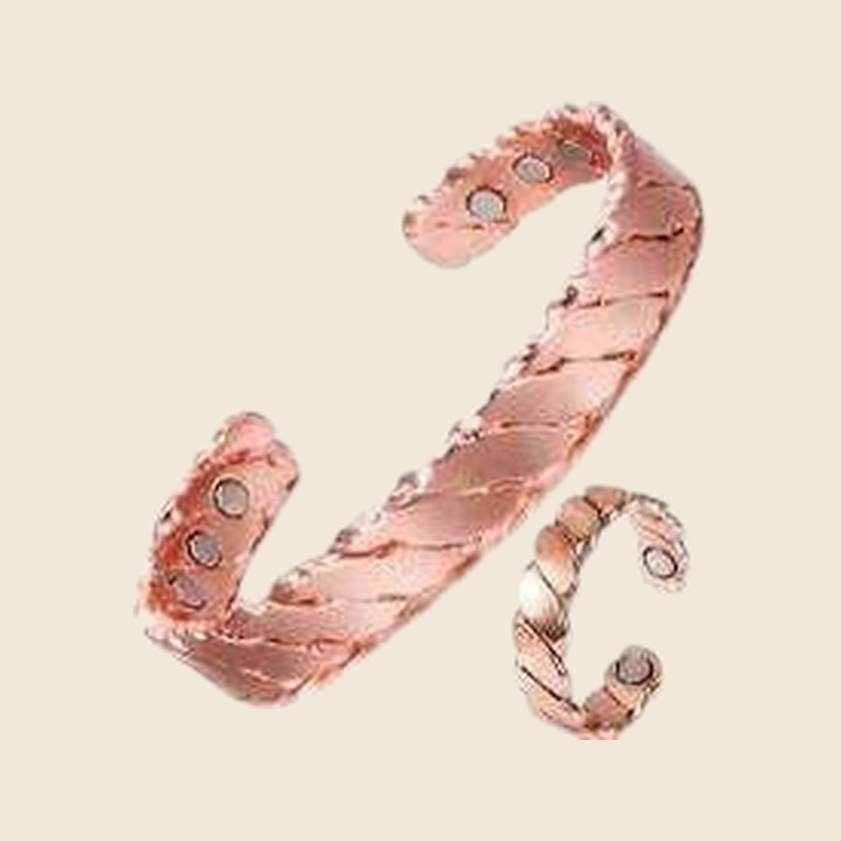 Unisex Copper Bracelet and Ring Set - Set 3