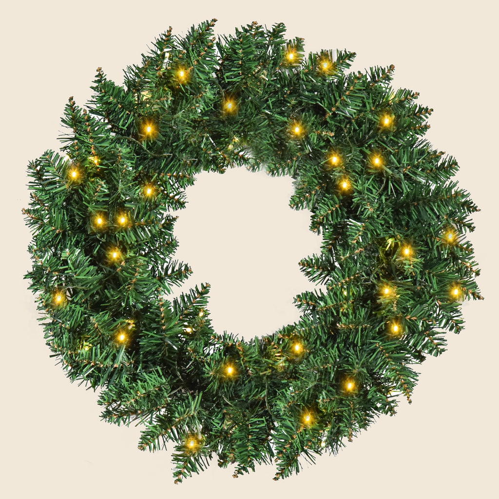 Pre-lit Christmas wreath 55 cm with 50 warm white LEDs