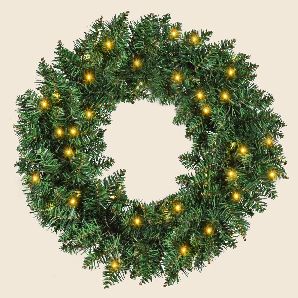 Pre-lit Christmas wreath 55 cm with 50 warm white LEDs