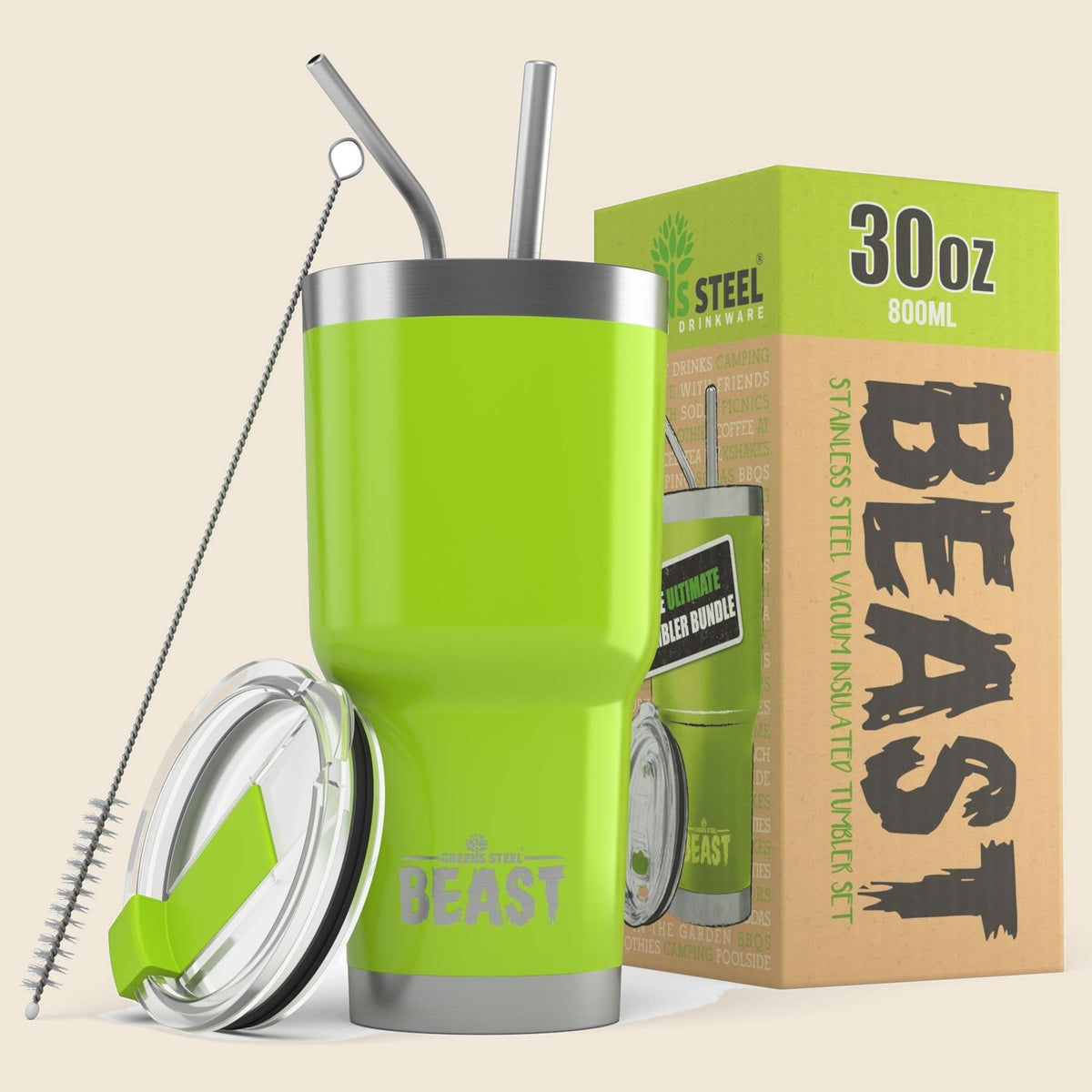 Insulated stainless steel travel tumbler with lid and straws – S0672109378
