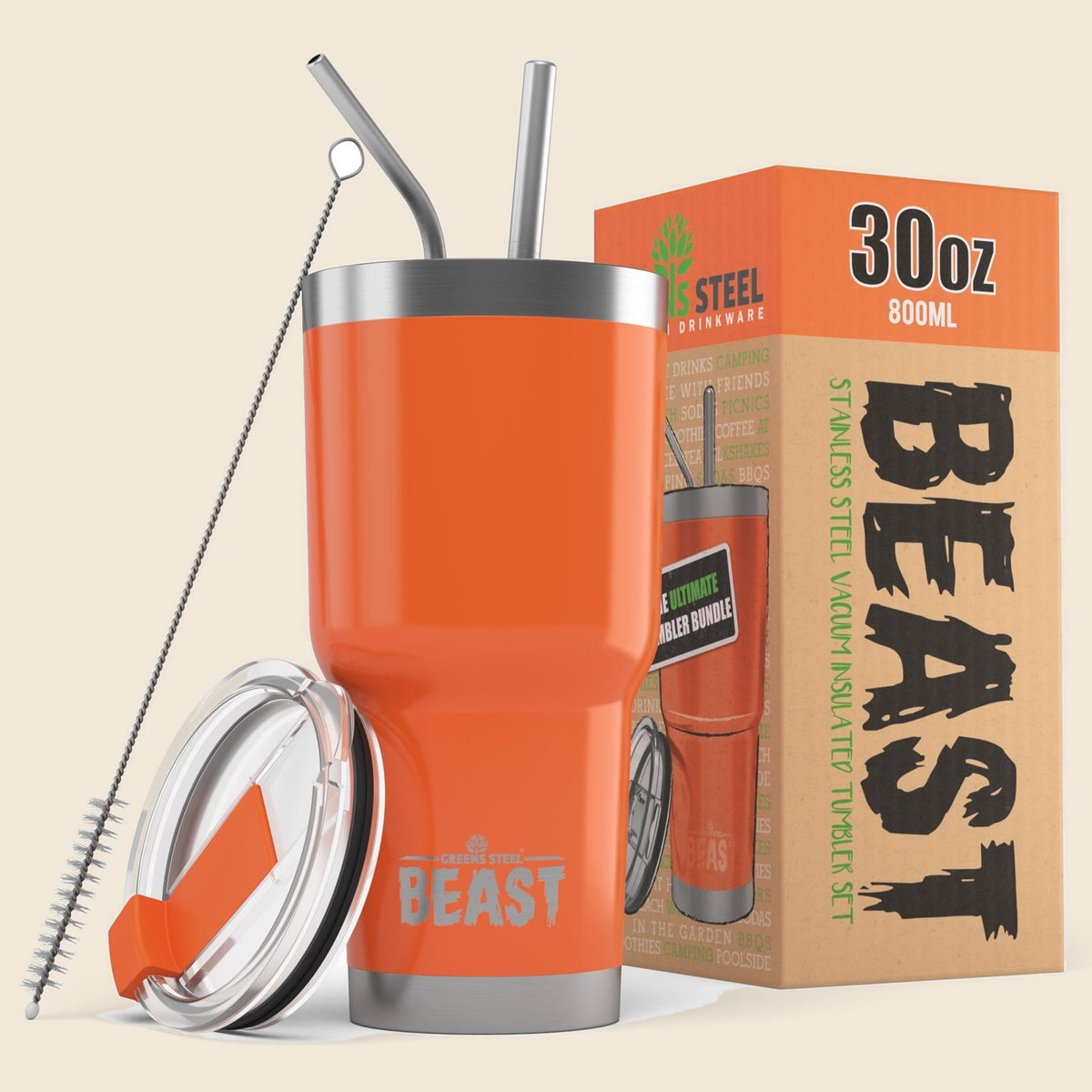 Insulated stainless steel travel tumbler with lid and straws – S0672109379