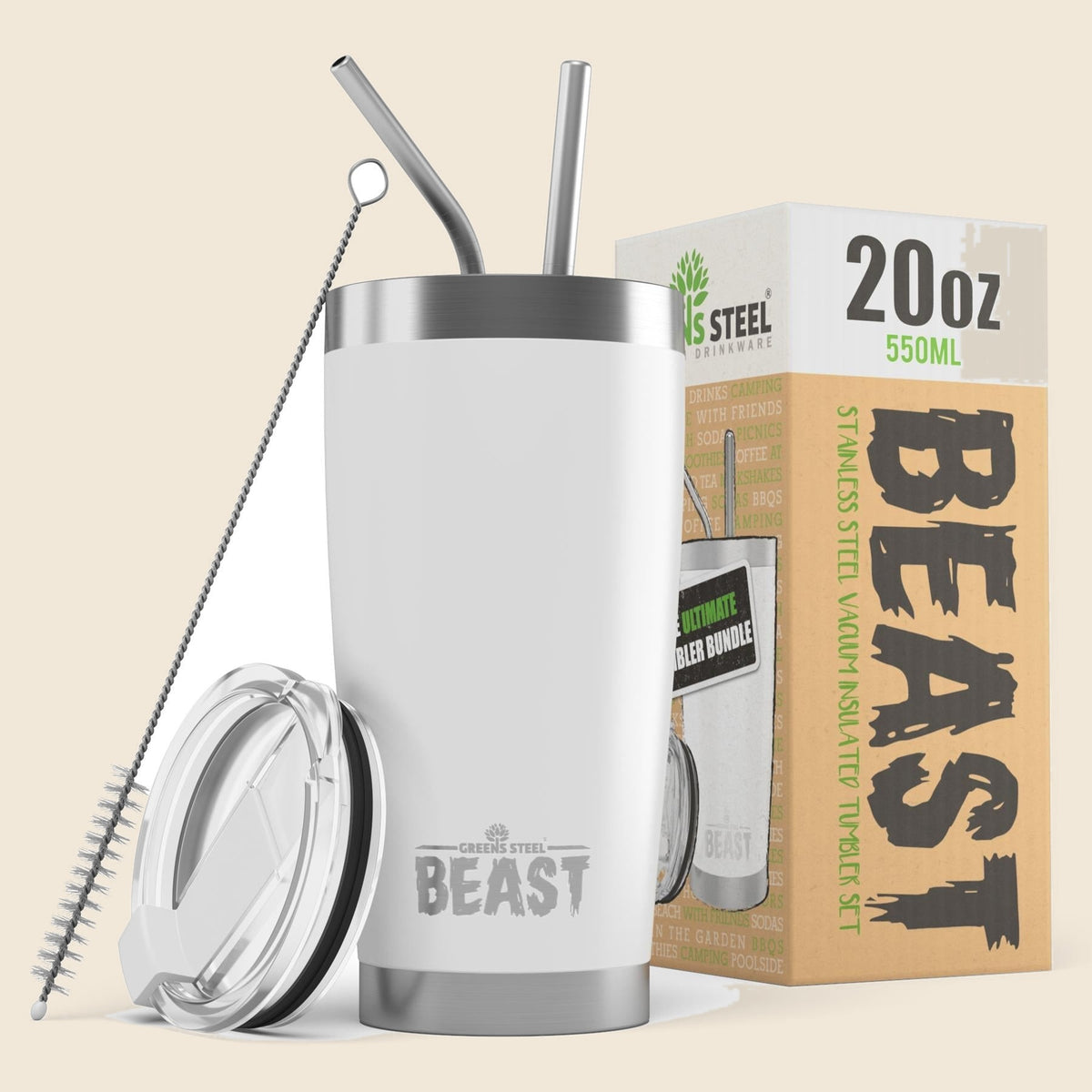 Insulated stainless steel travel tumbler with lid and straws – S0672109424