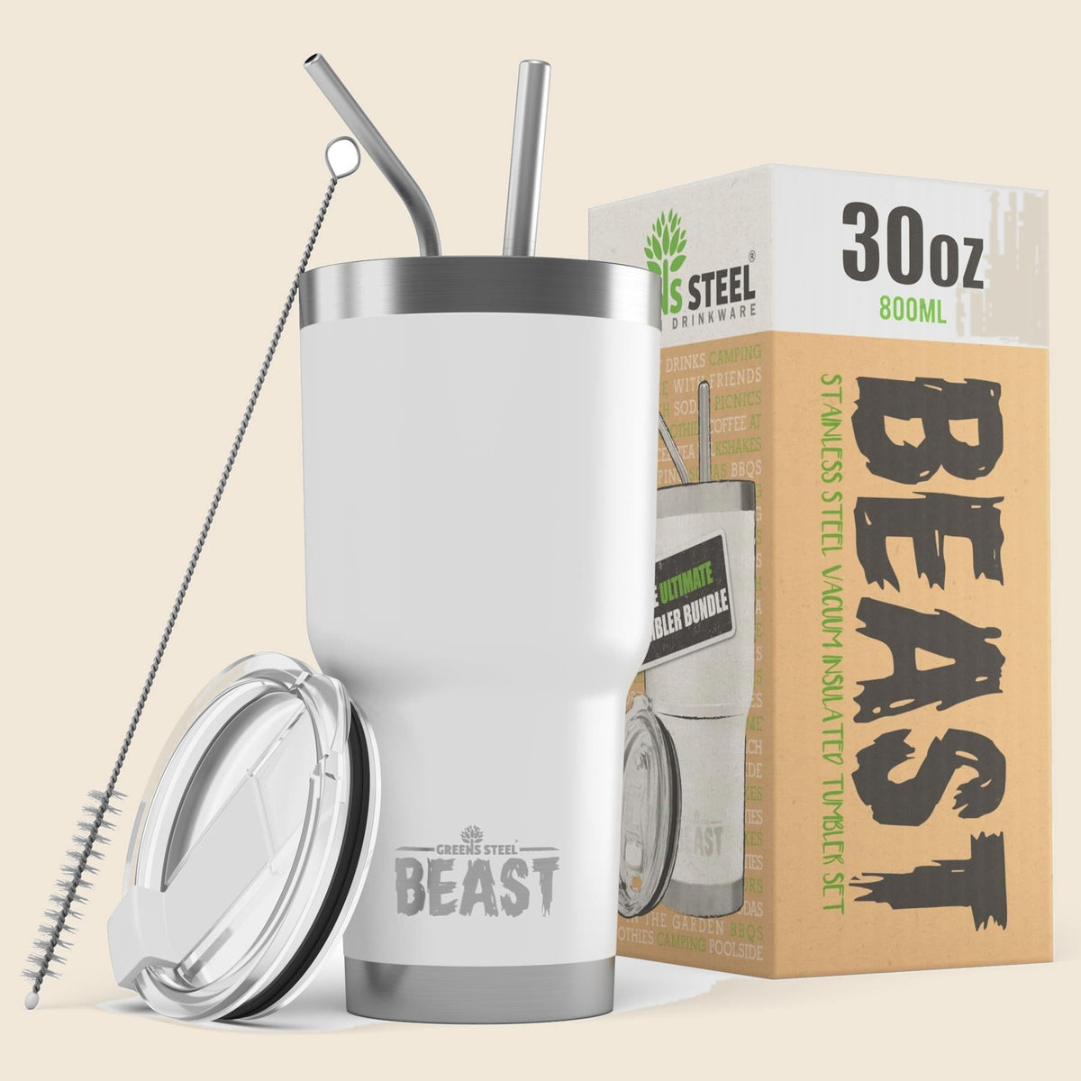 Insulated stainless steel travel tumbler with lid and straws – S0672109425
