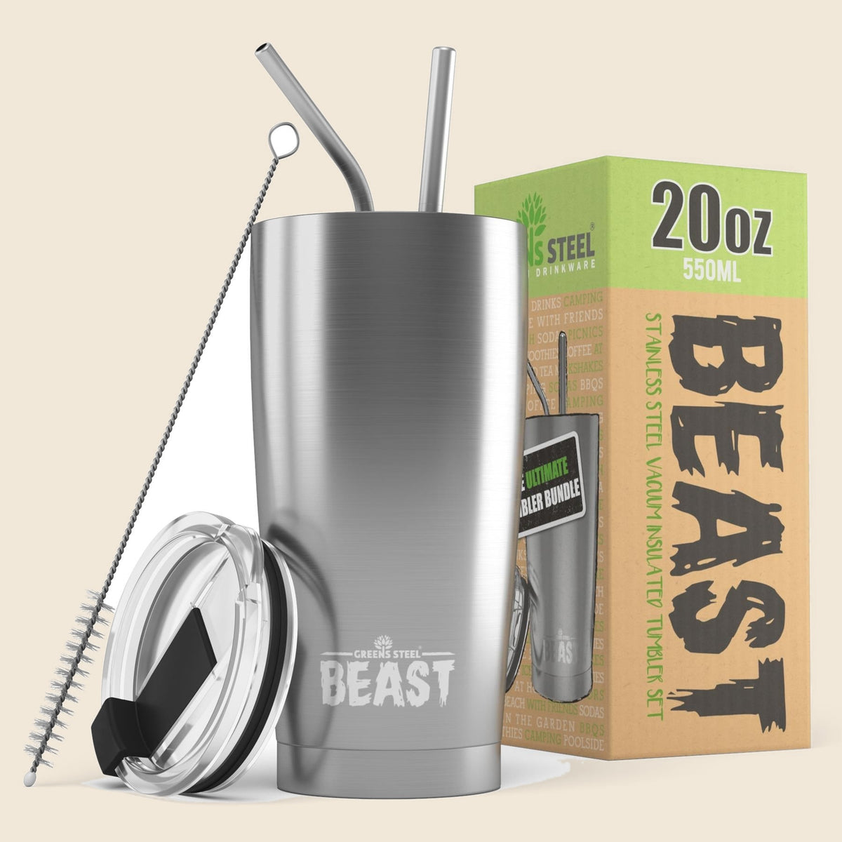 Insulated stainless steel travel tumbler with lid and straws – S0672109427