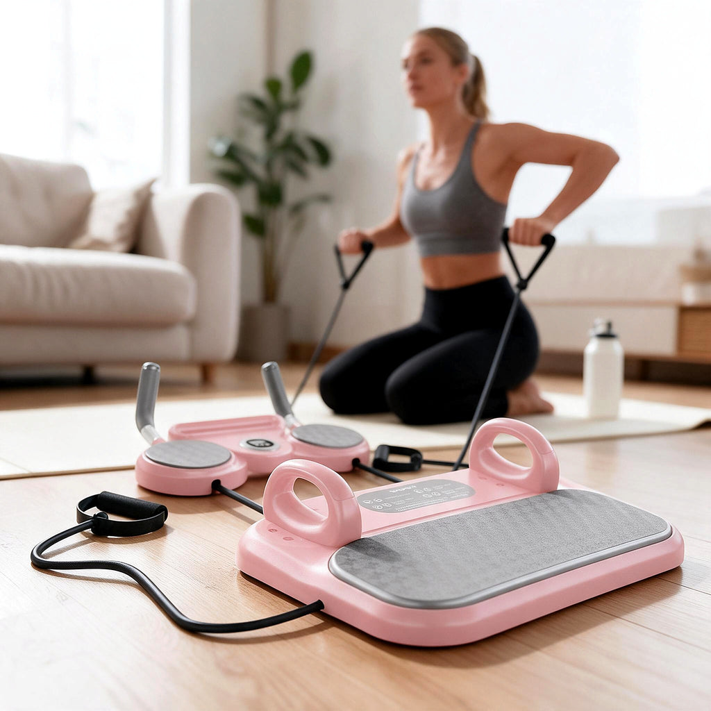 Seated row with resistance cords on the multi-function board