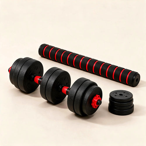 2-in-1 adjustable dumbbell and barbell set, 20 kg