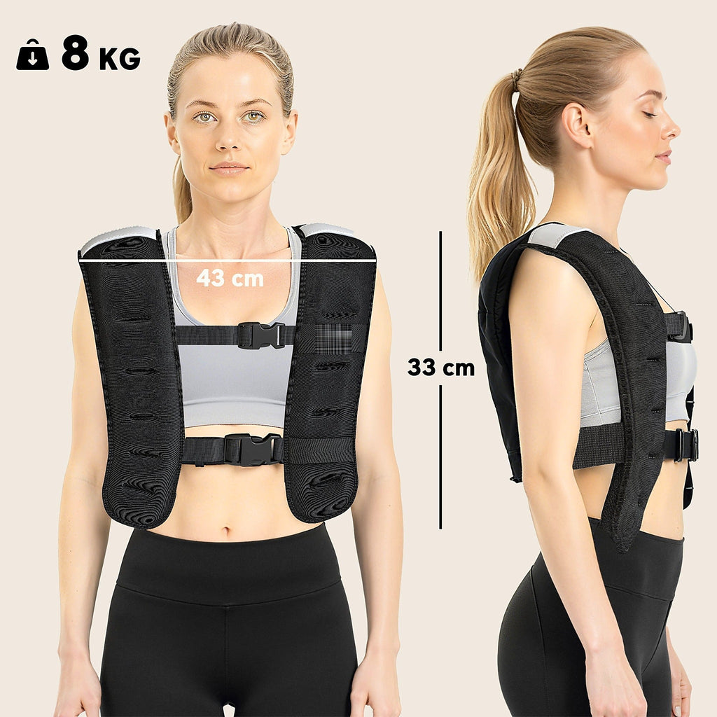 8 kg Weighted Vest with Adjustable Straps, Black - view 2