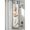 7-pocket hanging mesh shower caddy holding bathroom essentials