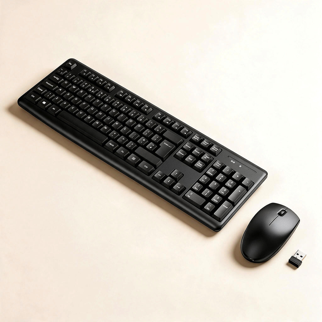 Wireless keyboard and mouse set in black