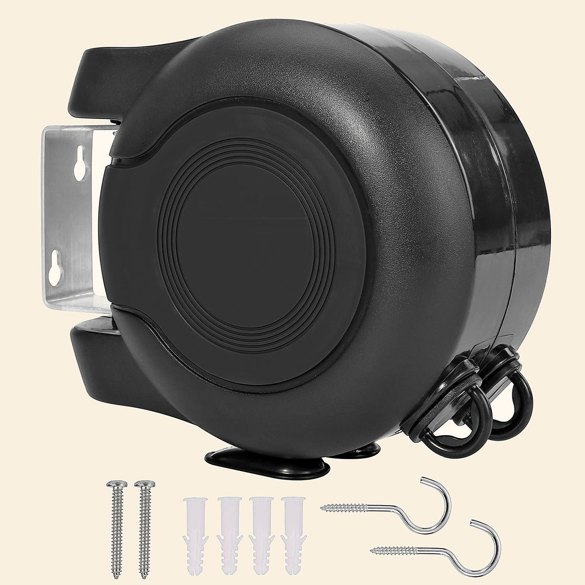 Retractable twin washing line, black